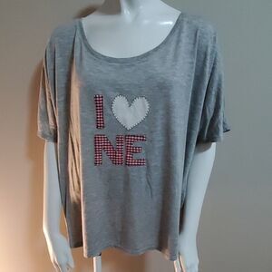 Bella Nebraska Gray Short Sleeve Tee (XL)
